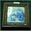 Image 1 : Framed Blue And White Oriental Style Tile, 19th Century