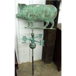 Verdigris Fat Pig Weather Vane