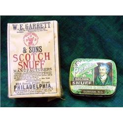 W E Garrett & Sons Scotch Snuff (package Unopened) And Premier Golden Snuff Tin