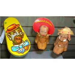 Black Americana Vintage Noisemaker By U S Mfg. Co. And 2 Figural Baby Soaps