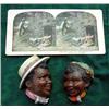 Image 1 : Black Americana Stereopticon Card Plus Pair Of Hand Painted Clay Head Plaques