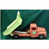 Image 1 : Buddy L Hydraulic Dump Truck, Color Is Rare - Coral With Yellow Dump, 20 1/2 Inches Long