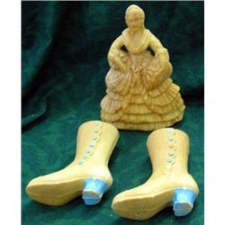 Vintage Figural Soaps - Victorian Lady And Pair Of Boots