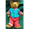 Image 1 : Vintage Stuffed Mohair Bear In Bright Vest, 13 1/2 Inches Tall