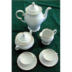 Royal Kent Demitasse Tea Set; Teapot, Creamer And Sugar, 8 Cups And Saucers