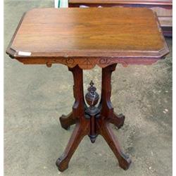 Victorian Eastlake Style Parlor Table, Pedestal Base