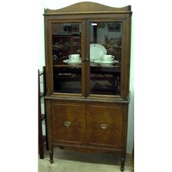 Early American Walnut China Hutch Ca. 1930