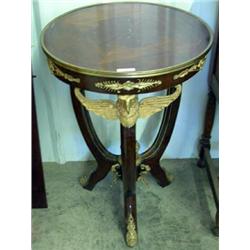 Ornate 20th Century Louis X V Style Parlor Table With Gold Eagle And Pediment Decoration