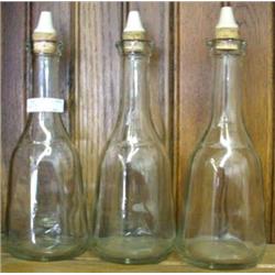 3 Early Pressed Glass Barber Bottles With Stoppers