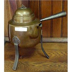 Early 20th Century Arts And Crafts Copper Teapot, Rolled Metal Handle