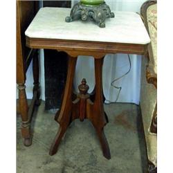 Eastlake Walnut Marble Top Parlor Table