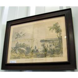 Framed Bartlett And Wallis Colored Print - View Of New York From Weehawken