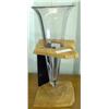 Image 1 : Ribbed Auto Vase In Burled Wood Stand
