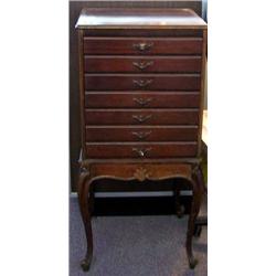 Mahogany Victorian Music Cabinet With 7 Drawers And Cabriole Legs