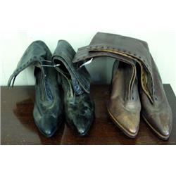 2 Pairs Victorian Ladies High Top Leather Shoes, Gold Medal & Dorothy Dodd Brands