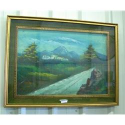 Framed Oil On Canvas Signed Botti, Mountain Scene