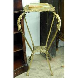 Ornate Brass & Marble Plant Stand