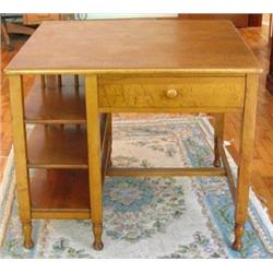 Small Tiger Maple Partners Desk With Bookshelves