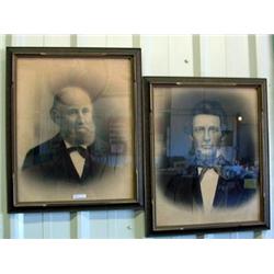 2 Framed American Settler Charcoal Portraits - Sold Each