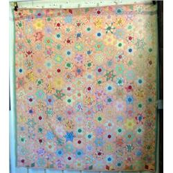 Vintage Quilt, Hand Made 6 Pointed Star & Diamond Pattern