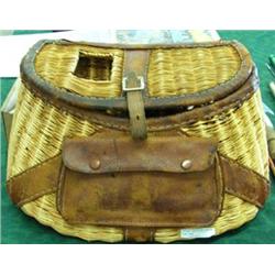 Nice Old Woven And Leather Fishing Creel