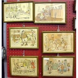 6 Early Framed Picwick Cartoons