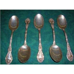 Set Of 5 Durgin Sterling Spoons, Ca. 1896, Marechal Neil