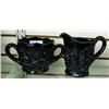 Image 1 : Large Black Glass Creamer And Sugar