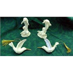 4 Lenox Figures - 2 Dolphins And 2 Hummingbirds