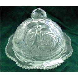 Covered Pressed Glass Butter Dish