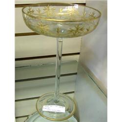 Crystal Long Stemmed Etched Champagne Glass With Gold Painting