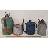 Image 1 : LOT OF 4 - GALVANIZED & METAL FUEL CANS - INCL SWINGSPOUT & STERLING OIL