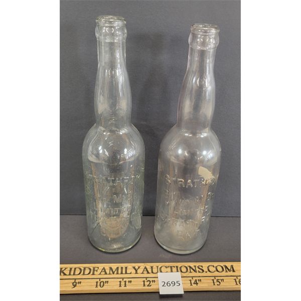 LOT OF 2 - B. & M. CO EMBOSSED BOTTLES - STRATHROY, ONT