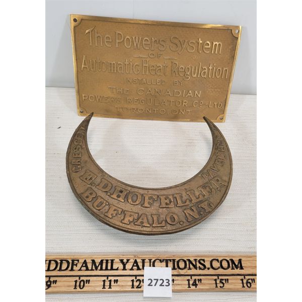 LOT OF 2 - INDUSTRIAL PLAQUES - INCL THE POWERS SYSTEM & PAVEMENT