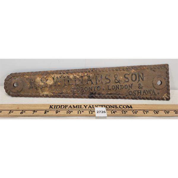 R.S. WILLIAMS & SON CAST NAME PLATE