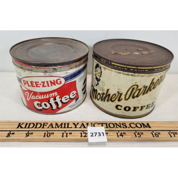 LOT OF 2 - PLEE-ZING & MOTHER PARKER'S COFFEE TINS
