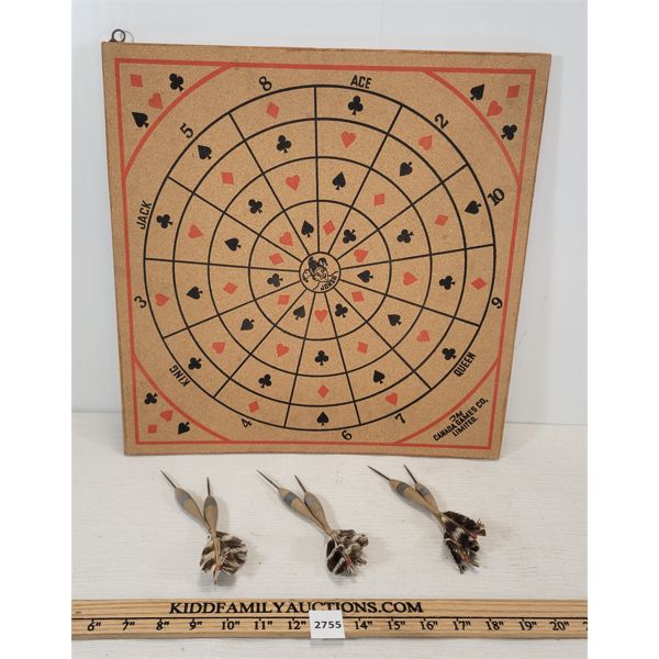 THE CANADA GAMES CO. DART BOARD W/ BOMB DARTS