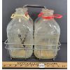 Image 1 : LOT OF 5 - DAIRY BOTTLES W/ CARRYING RACK - INCL BYRNE