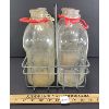 Image 2 : LOT OF 5 - DAIRY BOTTLES W/ CARRYING RACK - INCL BYRNE