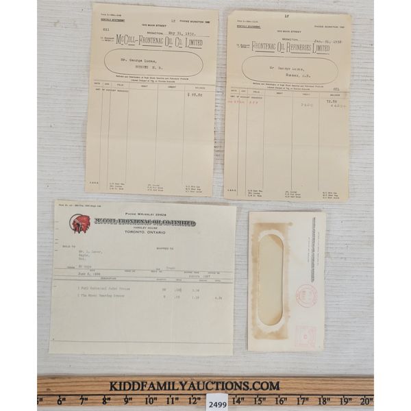 LOT OF 4 - RED INDIAN ENVELOPES & RECEIPTS