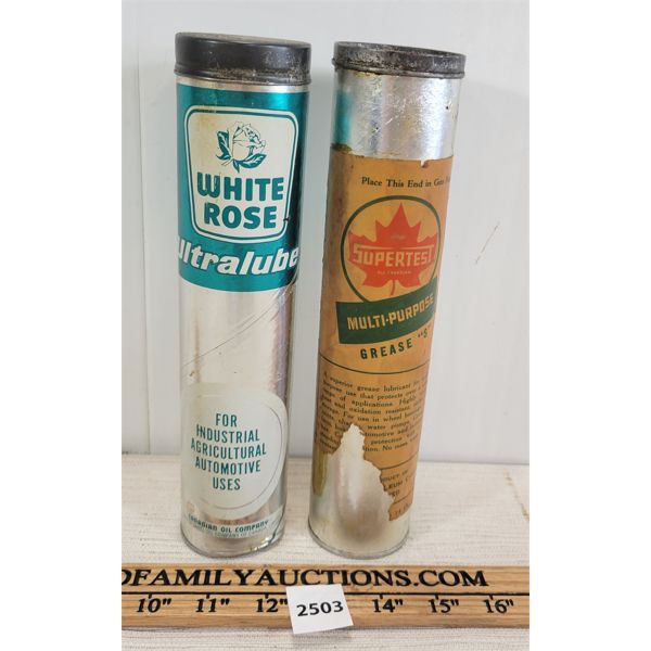 LOT OF 2 - WHITE ROSE & SUPER TEST GREASE / LUBE TUBES