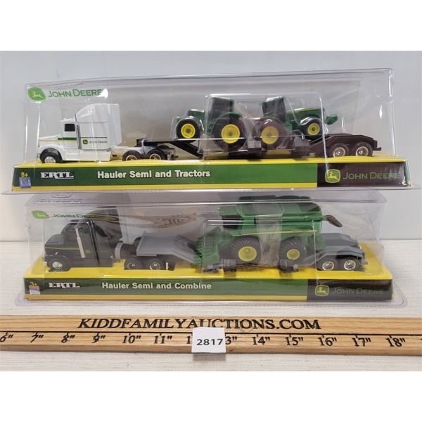 LOT OF 2 - JOHN DEERE HAULER SEMI W/ FARM EQUIP. 