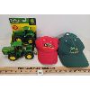 Image 1 : LOT OF 4 - JOHN DEERE BASEBALL CAPS & TRACTORS - ERTL 