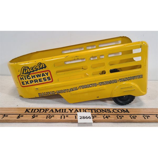 LINCOLN TOYS PRESSED STEEL HIGHWAY EXPRESS TRAILER 