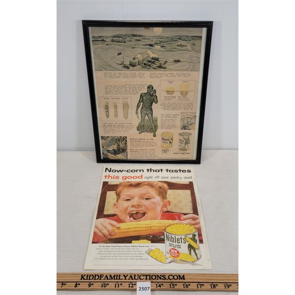 LOT OF 2 - GREEN GIANT ADVERTISEMENTS - INCL 1955
