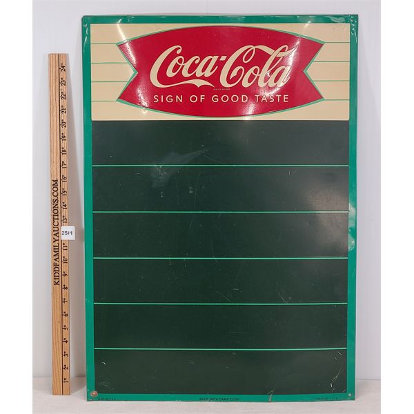 1958 SST COCA-COLA FISHTAIL WEEKLY MENU SIGN 