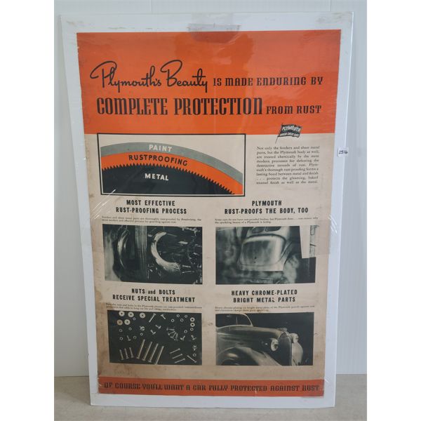 1936 PLYMOUTH DEALERSHIP POSTER - ORIGINAL 