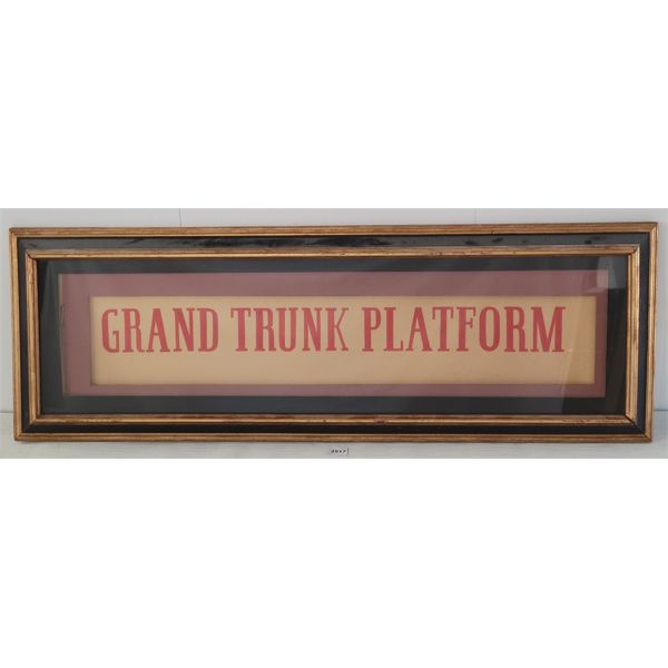 GRAND TRUNK PLATFORM FRAMED PAPER SIGN
