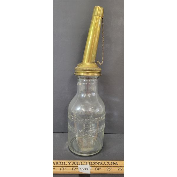 STANDARD GERMAN-AMERICAN 1L MOTOR OIL BOTTLE W/ SPOUT