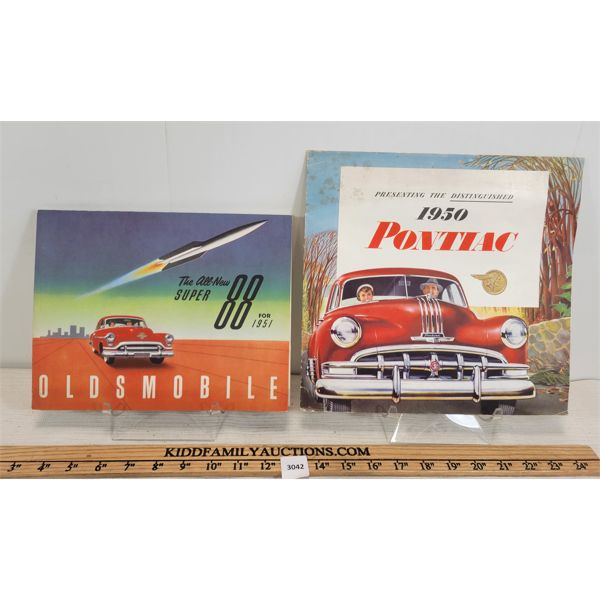 LOT OF 2 - 1950 PONTIAC & 1951 OLDSMOBILE DEALERSHIP BROCHURES